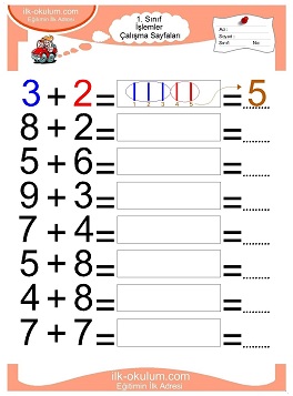 Çocuklar İçin toplam işlemi yaprak testleri 